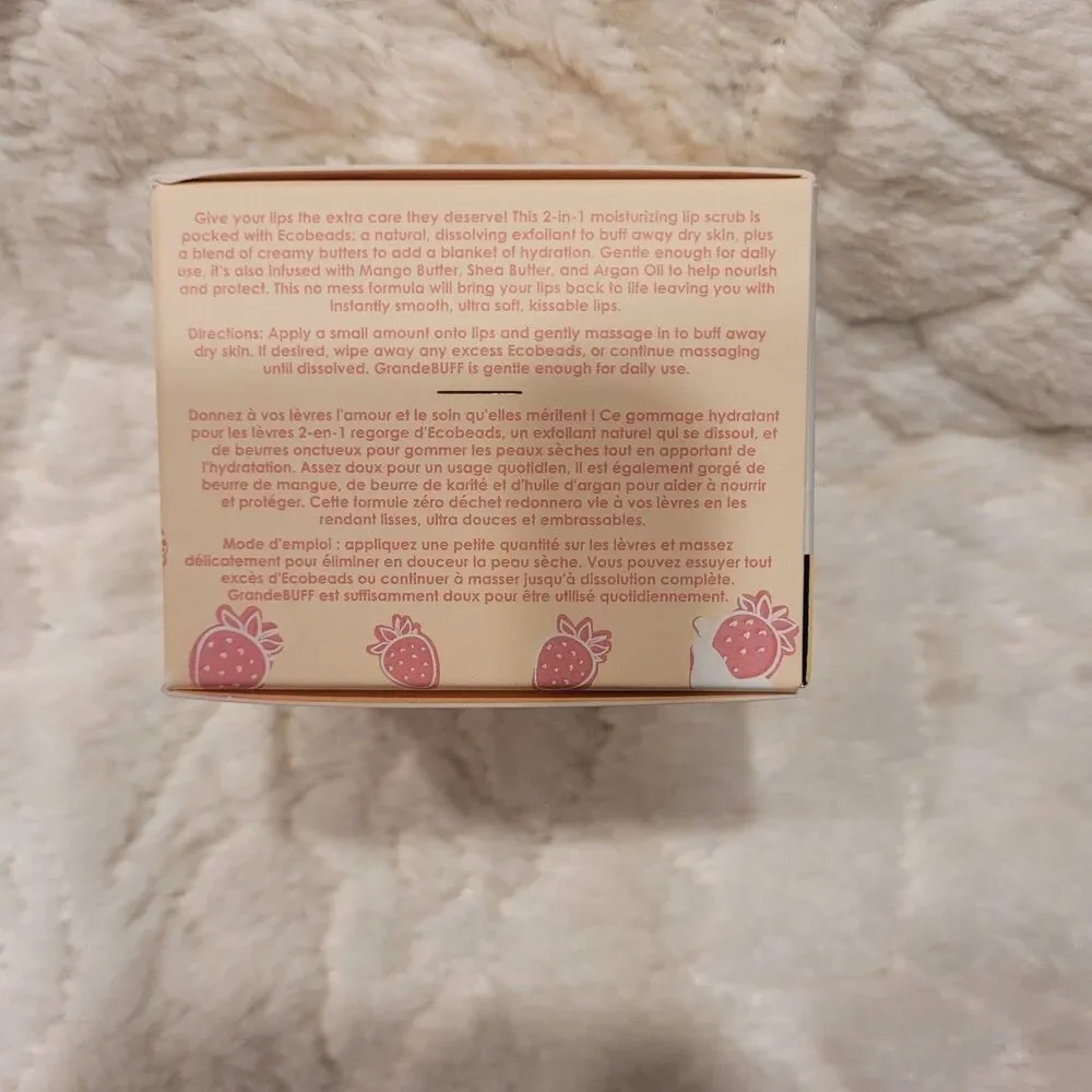 Grande Cosmetics GrandeBUFF Moisturizing Lip Scrub Strawberries Cream New Fresh